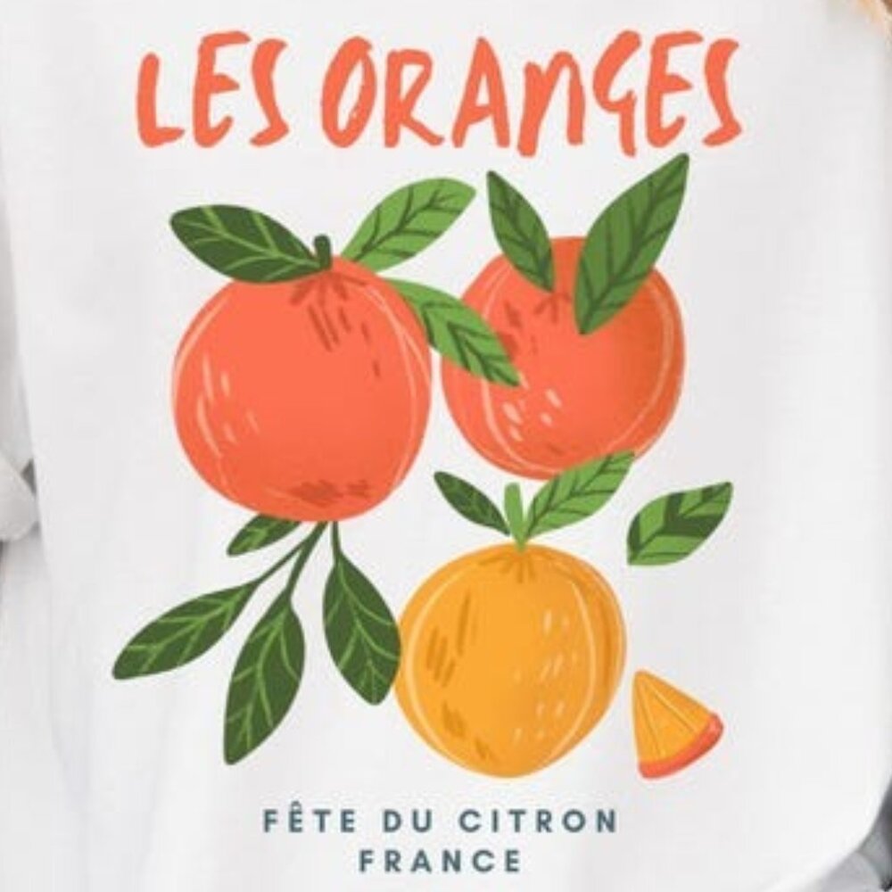 Orange Fruit T-shirt, Citrus Foodie Aesthetic, France Shirt - Picture 2 of 3